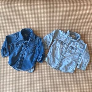 Set of 2 denim like shirts. Size 9-12 / 12-18 months